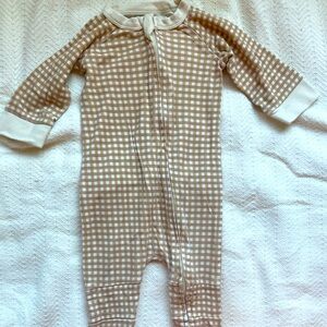 Soft Tan Checkered Kids Footie